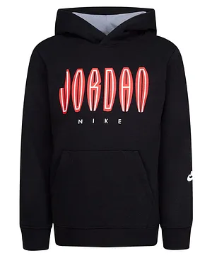 Jordan Full Sleeves Placement Brand Name Printed  Mj Mvp Hbr Ft Po  Hooded Sweatshirt - Black