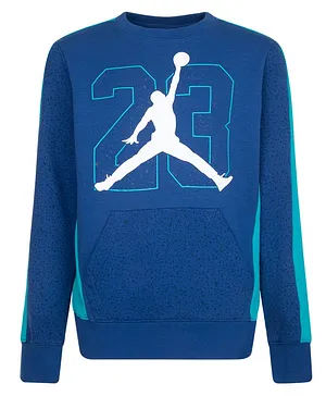 Jordan Full Sleeves Jumper Man Printed Air Speckle Ft Crew Sweatshirt - Blue