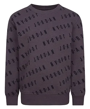 Jordan Full Sleeves All Over Brand Name Printed Jumpman Essentials   Sweatshirt - Purple