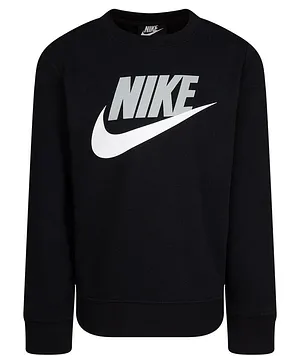 Nike Full Sleeves Brand Logo Printed Club Crew Neck Sweatshirt - Black
