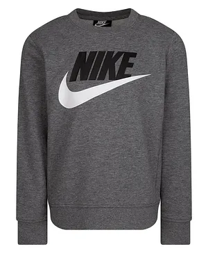 Nike Full Sleeves Brand Logo Printed Club Crew Neck Sweatshirt - Grey