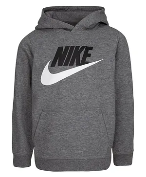 Nike Full Sleeves Brand Logo Printed Melange Hoodie - Grey