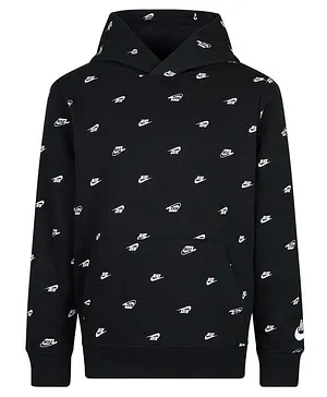 Nike Full Sleeves All Over Brand Logo Printed Sweatshirt - Black