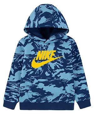 Nike Full Sleeves Brand Name Placement Printed Camouflaged Sweatshirt - Blue