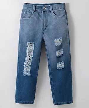 Kookie Kids Denim Full Length Washed Jeans - Blue
