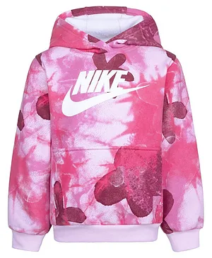 Nike Full Sleeves Shibori Tie & Dye Hooded Sweatshirt - Pink