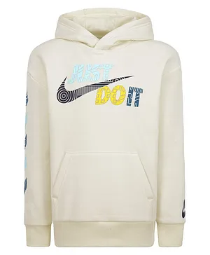 Nike Full Sleeves Just Do It Placement Printed Hooded Sweatshirt - White