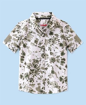 Babyhug 100% Cotton Woven Half Sleeves Shirt Abstract Print - Grey