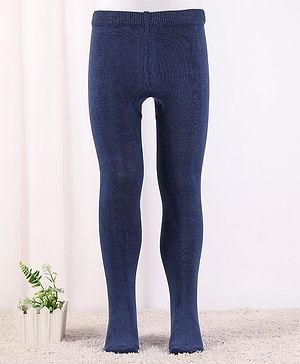Cute Walk by Babyhug Anti Bacterial Cotton Blend Knit Solid Colour Footed Tights - Navy Blue