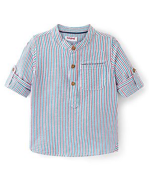 Babyhug Cotton Woven Full Sleeves Mandarin Collar Stripe Kurta Shirt - Multicolour
