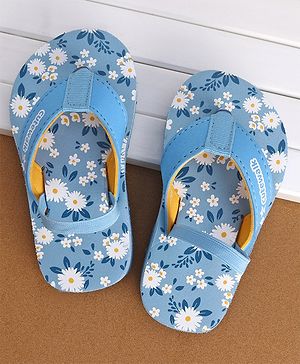 Cute Walk by Babyhug Slip On Flip Flops with Floral Print- Blue