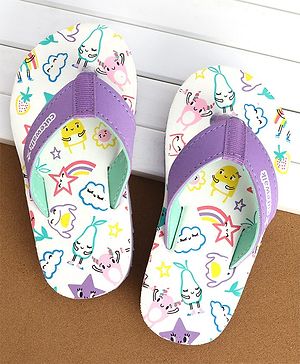 Cute Walk by Babyhug Slip On  Flip Flops Star Print- White & Purple