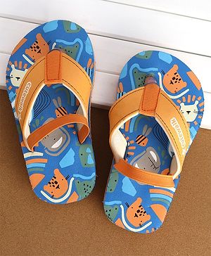 Cute Walk by Babyhug Flip Flops Backstrap Closure Animal Print-  Blue & Orange