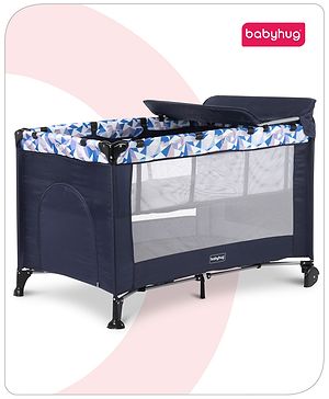 Babyhug Bouyant 3 in 1 Playpen cum Cot with Mosquito Net - Dark Blue