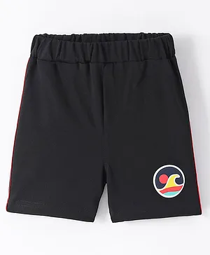 Ollypop Sinker Knit Knee Length Shorts with Ocean Print- Black