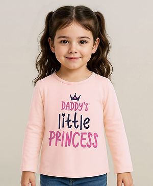 Babyhug 100% Cotton Knit Full Sleeves T-Shirt Text Graphics - Pink
