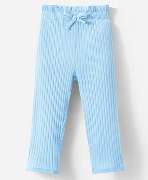 Kookie Kids Full Length Stripe Textured Solid Lounge Pant - Blue