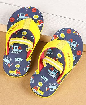 Cute Walk by Babyhug Flip Flops with Back Strap Vehicle Print - Navy Blue