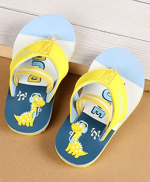 Cute Walk by Babyhug Back Strap Flip Flops Dino Print- Blue