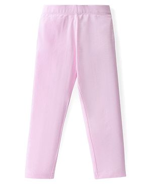 Babyhug Cotton Lycra Full Length Leggings Solid Color - Pink