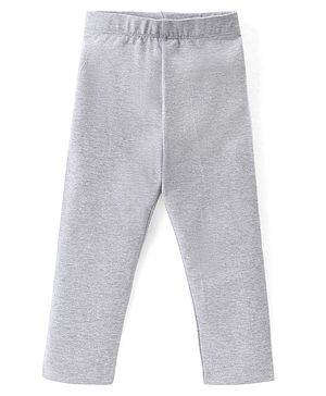 Babyhug Cotton Lycra Knit Solid Color Stretchable Leggings - Grey