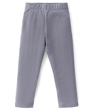 Babyhug Cotton Lycra Knit Solid Color Stretchable Leggings - Dark Grey