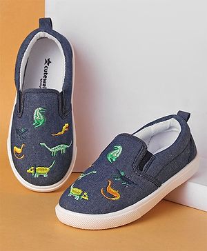 Cute Walk by Babyhug Dino Embroidered Casual Shoes - Navy Blue
