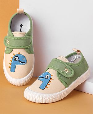 Cute Walk by Babyhug Casual Shoes with Velcro Closure & Dino Print- Green