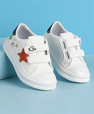 Babyoye Casual Shoes with Velcro Closure & Star Patch-  White