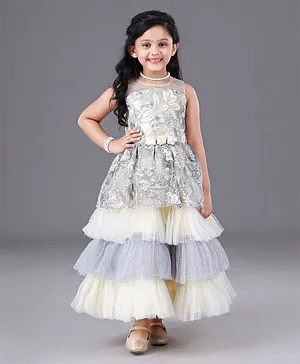 Kids Grey Net Frock, Age Group: 8-10 Years