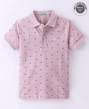 UCB Cotton Half Sleeves Logo Printed Polo T-Shirt - Pink