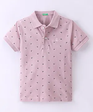UCB Cotton Half Sleeves Logo Printed Polo T-Shirt - Pink