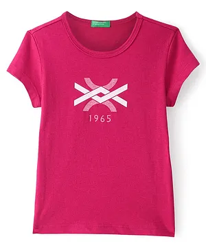 UCB Cotton Knit Half Sleeves Branding T-Shirt - Pink