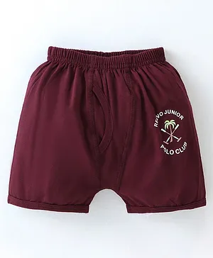 Revvo Junior Sinker Knit Boxer With Text Print - Maroon