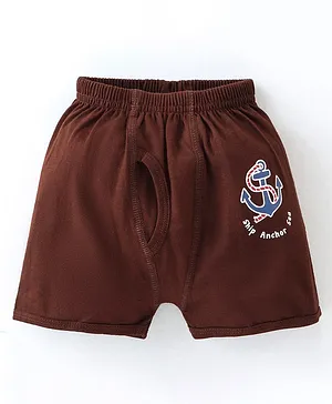 Revvo Junior Sinker Knit Boxer With Anchor Print - Brown