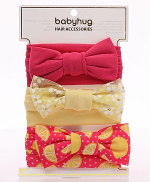 Babyhug Free Size Headbands With Bow Applique Pack of 3- Multicolor