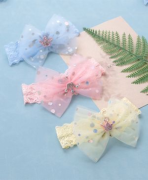Babyhug Free Size Headbands With Bow Applique Pack of 3- Multicolor