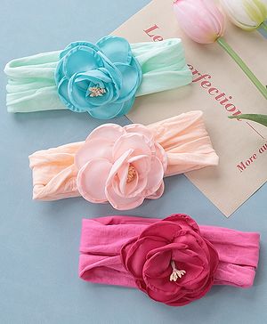 Babyhug Headbands with Floral Applique Pack of 3 - Multicolor