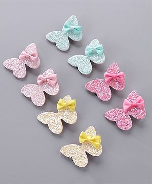 Babyhug Free Size Bow & Butterfly Clips Set of 8 - Multicolor