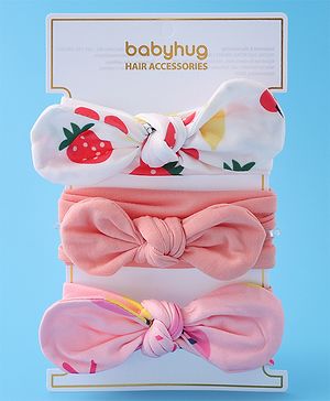 Babyhug Bow Appliques Headbands  Pack of 3 - Multicolor