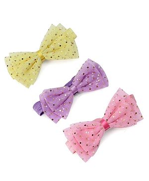 Babyhug Free Size Bow Style Headbands Pack of 3 - Multicolor