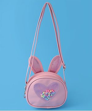 Babyhug Sling Bag with Bunny & Heart Applique - Pink