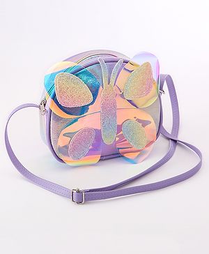 Babyhug Sling Bag With Butterfly Applique - Purple