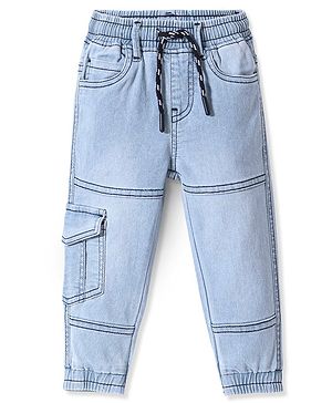 Babyhug Full Length Joggers with Stretch Solid Color - Blue