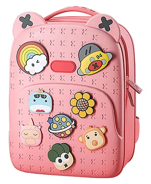 Elecart Fashionable Backpack for Kids with DIY Cartoon Patterns, Waterproof Anti-dust Student School Backpack for Children Kids Boys Girls 13.2 Inches - Pink