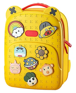 Elecart Fashionable Backpack for Kids with DIY Cartoon Patterns, Waterproof Anti-dust Student School Backpack for Children Kids Boys Girls 13.2 Inches - Yellow