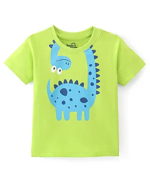 Doodle Poodle 100% Cotton Knit Half Sleeves T-Shirt Dino Print - Green