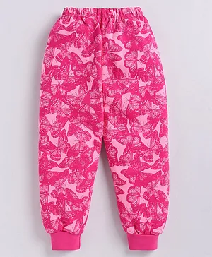 M'andy Fleece Butterfly Printed Joggers Trouser  -  Pink