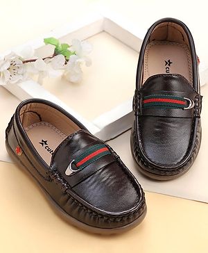 Cute Walk by Babyhug Slip On Loafer Shoes with Belt Detailing - Dark Brown