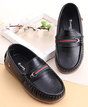 Cute Walk by Babyhug Slip On Loafer Shoes with Belt Detailing - Black